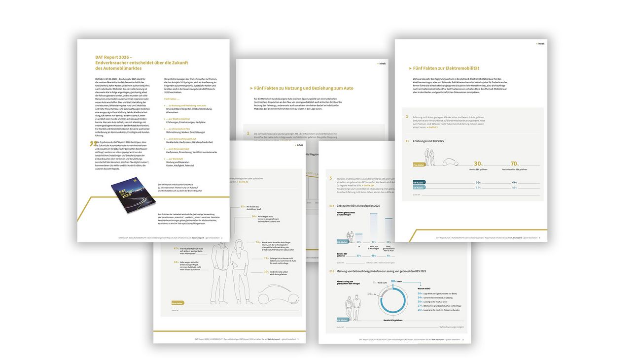 Aufgeschlagene Seiten des DAT&nbsp;Reports 2026