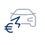 Grafik eines Autos mit Eurozeichen davor, um die Schadenskalkulation zu symbolisieren.