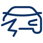 Grafik eines Autos welches vorne Links beschädigt ist.