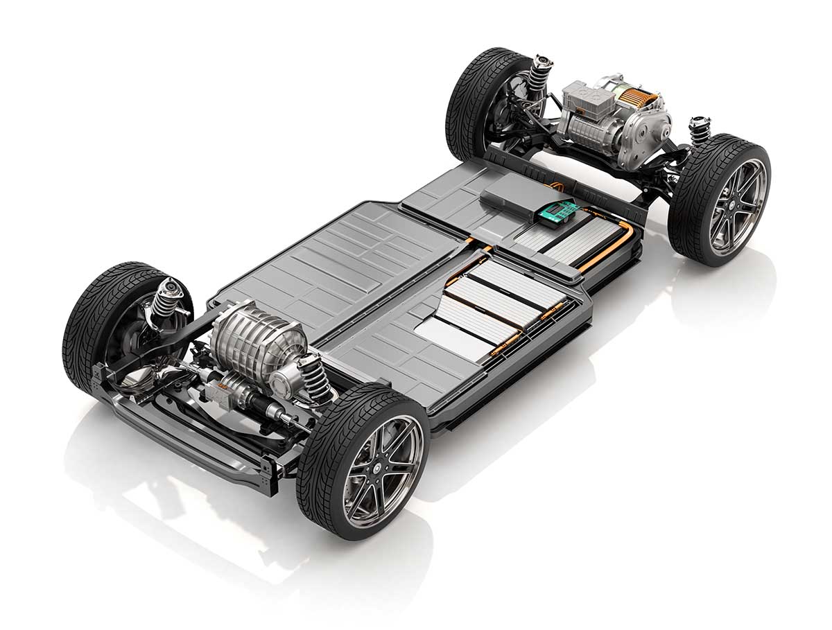 The central component of an electric car: the battery.