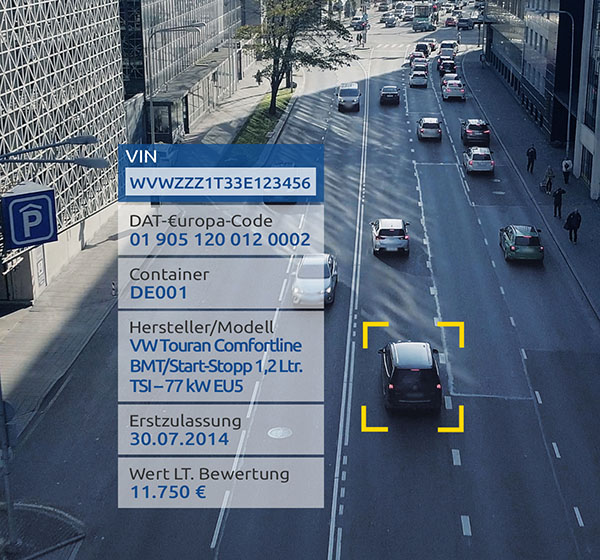 Fahrzeuge eindeutig identifizieren per Fahrgestellnummer (FIN): Durch die VIN-Abfrage der DAT lassen sich 99,8 Prozent aller Fahrzeuge auf deutschen Straßen exakt identifizieren - mit allen Sonderausstattungen und Extras.